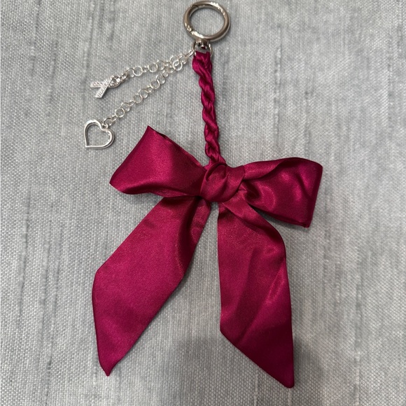 Breast Cancer Awareness Handmade Twilly Bow Bag Charm - Picture 1 of 2